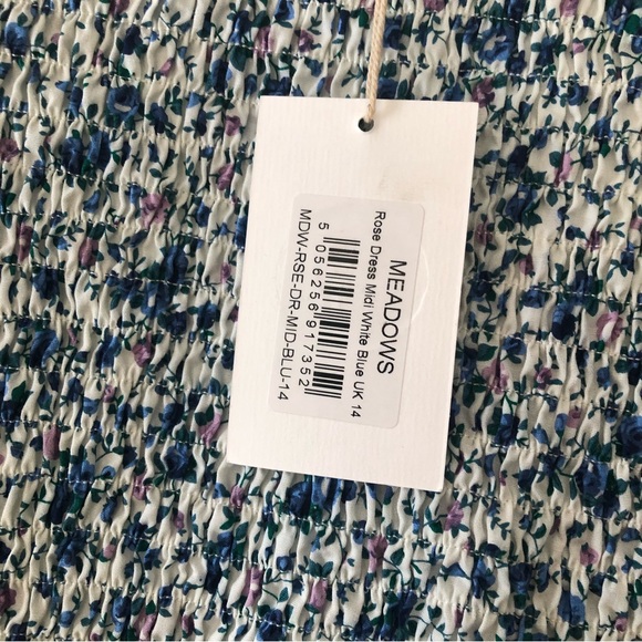 MEADOWS ‘Rose Dress Midi” in white & blue floral - Picture 9 of 9